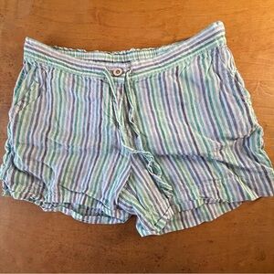 Tommy Bahama M linen white blue green striped shorts